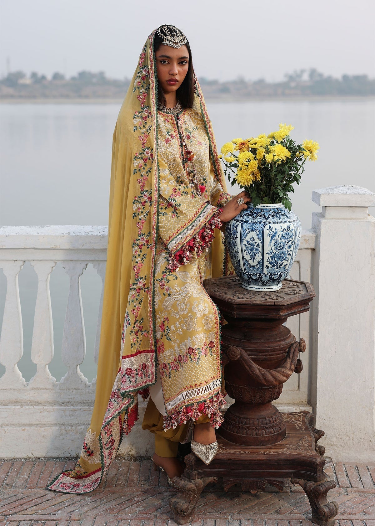 Hussain Rehar | Kalabagh Luxury Lawn 26 | Ochre