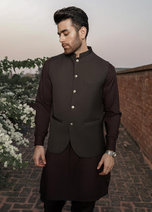 Muraqsh Mocha Brown & Burgundy - 3 Piece - 024