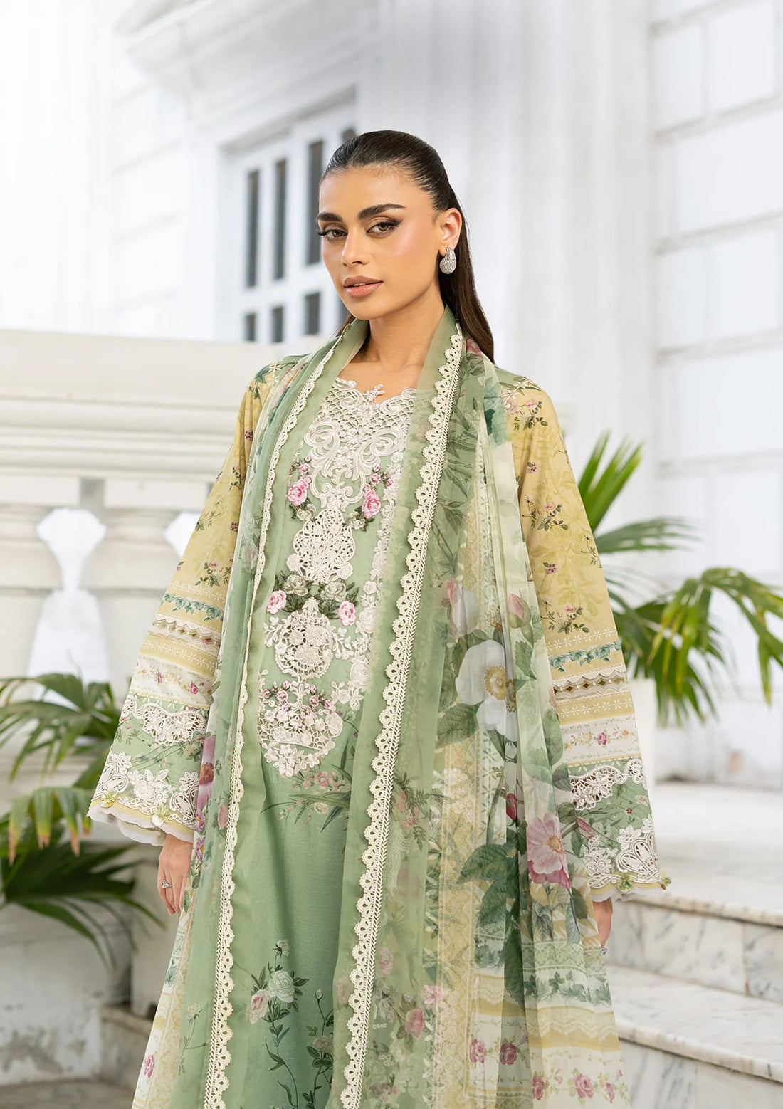 Elaf Premium | Signature Embroidered Lawn with Chiffon Collection 26 | ESG-1A ELARA