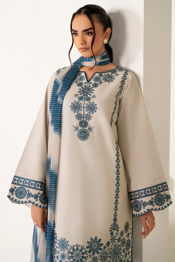 Farasha | Summer Weaves Embroidered Lawn | Dusty Marble