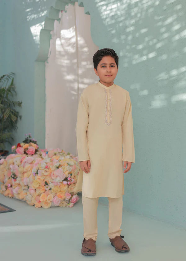Cream Kurta Trouser - KE 008 - - KIDS CLUB