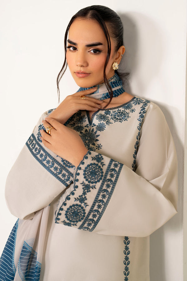 Farasha | Summer Weaves Embroidered Lawn | Dusty Marble