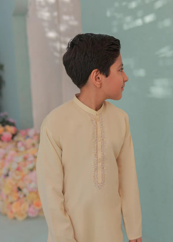 Cream Kurta Trouser - KE 008 - - KIDS CLUB