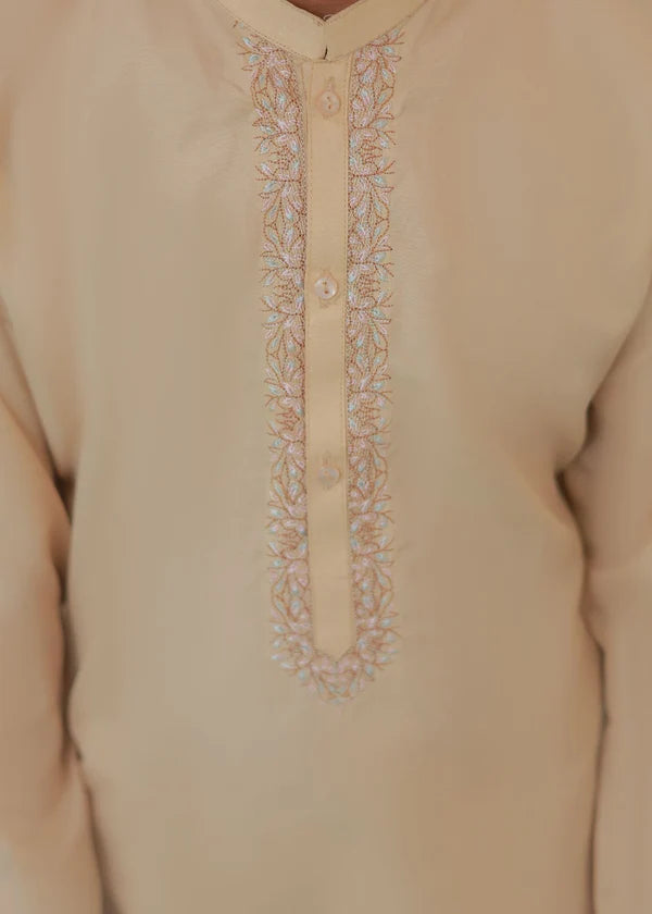 Cream Kurta Trouser - KE 008 - - KIDS CLUB
