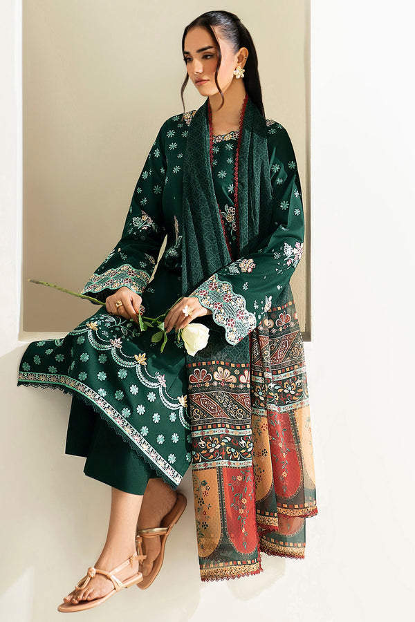 Farasha | Summer Weaves Embroidered Lawn | Willow Green