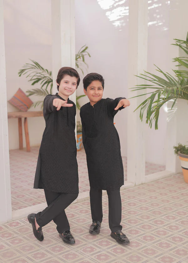 Pure Black Kurta Trouser - KE 011 - - KIDS CLUB