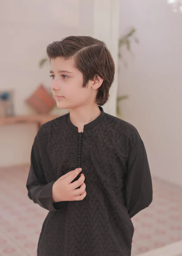 Pure Black Kurta Trouser - KE 011 - - KIDS CLUB