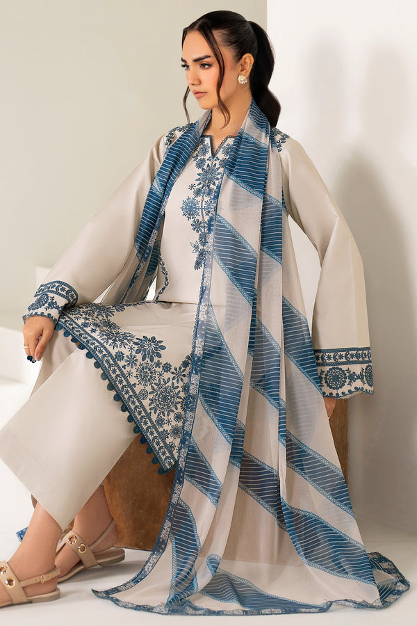 Farasha | Summer Weaves Embroidered Lawn | Dusty Marble