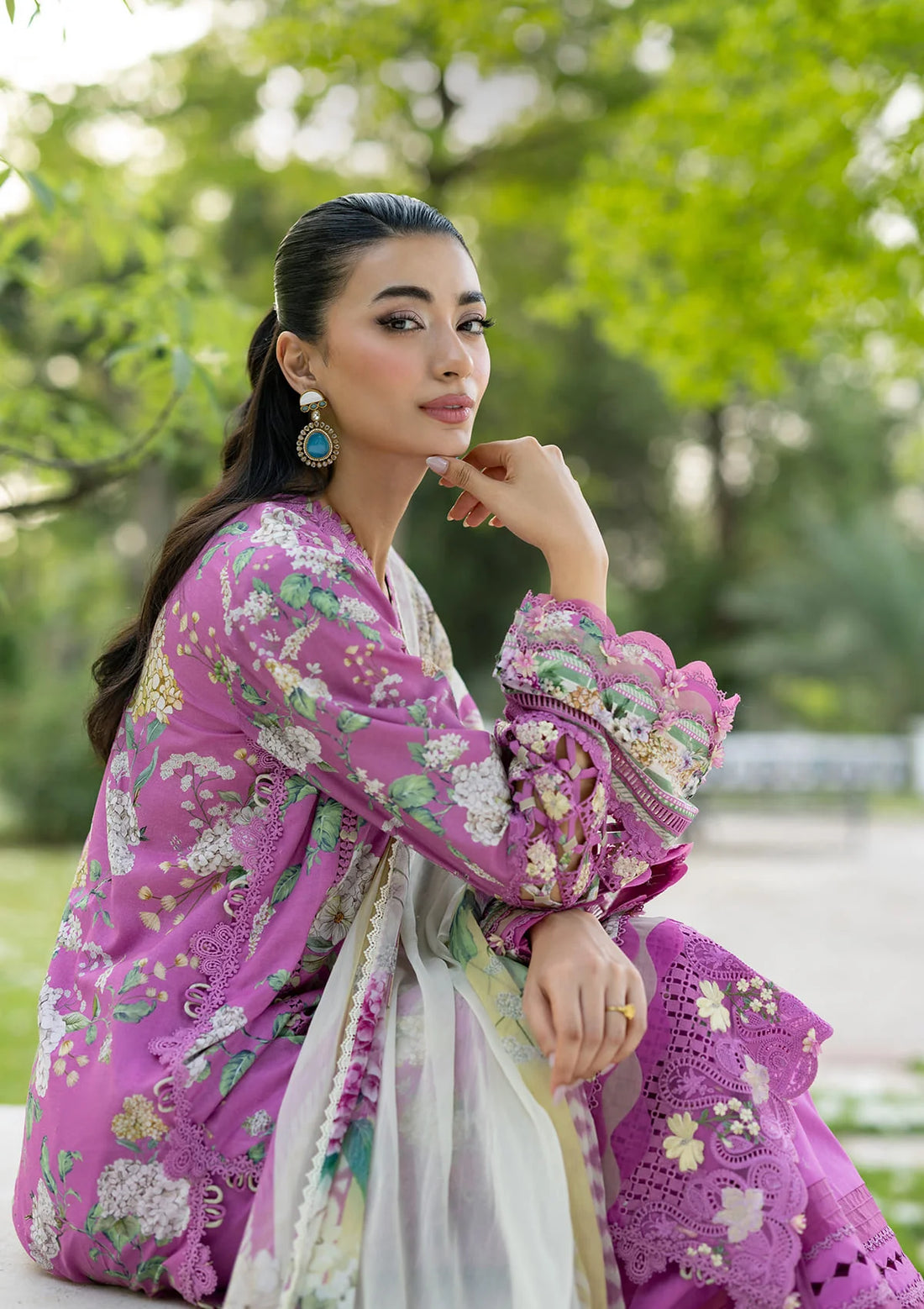 Elaf Premium | Signature Embroidered Lawn with Chiffon Collection 26 | ESG-7B KIARA