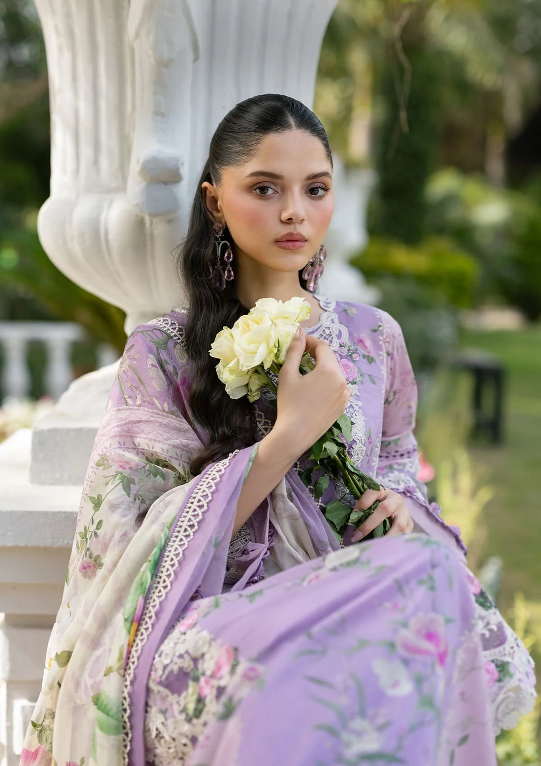 Elaf Premium | Signature Embroidered Lawn with Chiffon Collection 26 | ESG-1B BIANCA