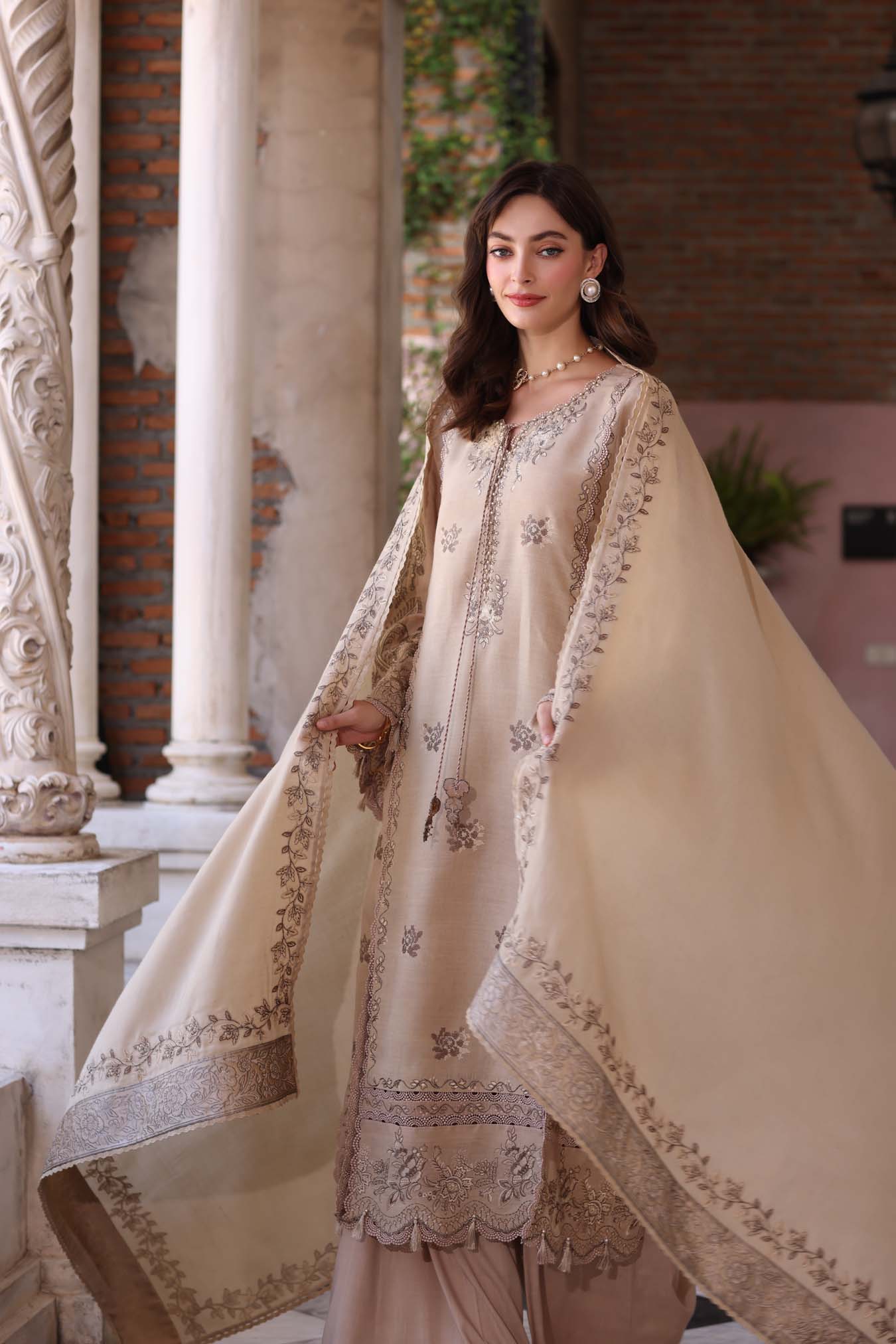 Noor by Saadia Asad | Winter Pashmina 25 | Caramel Mist