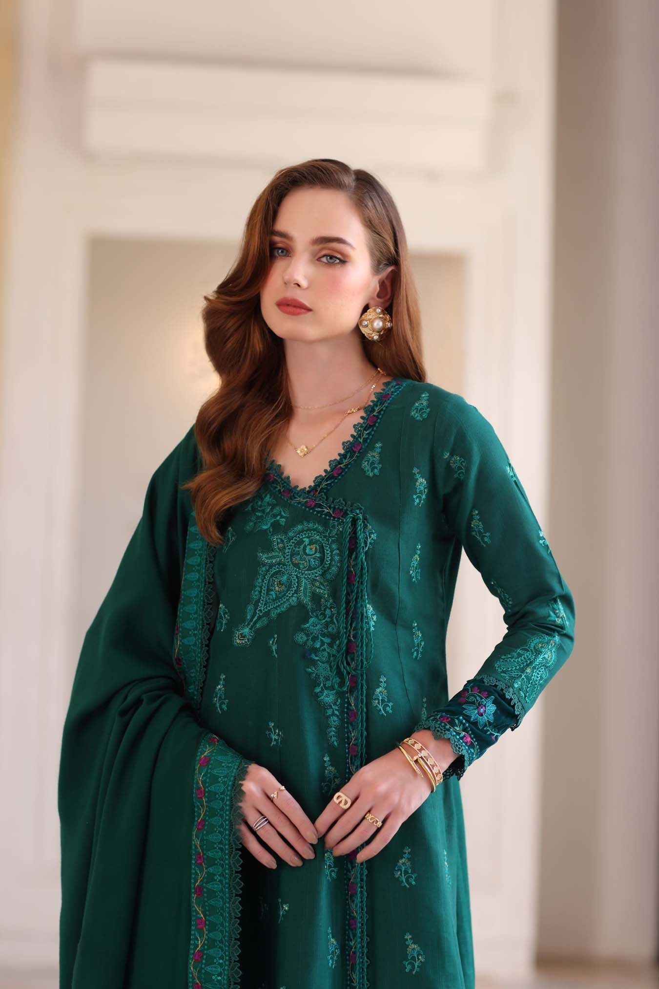 Noor by Saadia Asad | Winter Pashmina 25 | Emerald Reverie