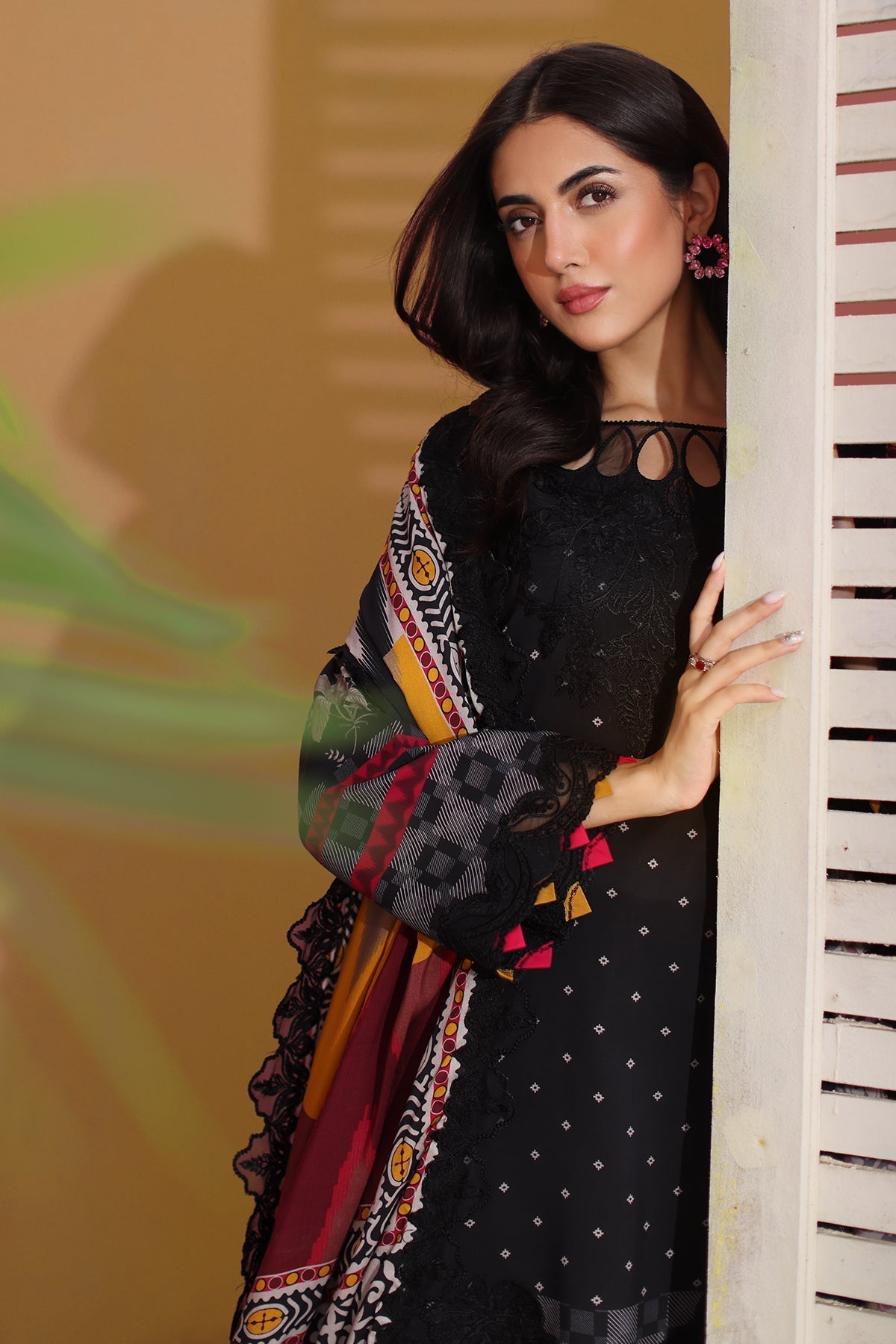 Charizma | Sheen Embroidered Linen Shawl | SHW4-03