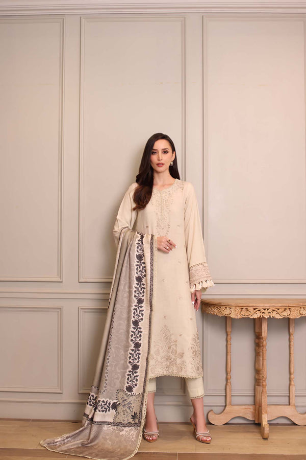 Noor by Saadia Asad | Winter Embroidered Printkhaas 25 | D7 - A