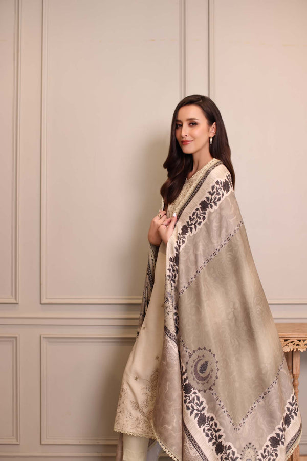 Noor by Saadia Asad | Winter Embroidered Printkhaas 25 | D7 - A