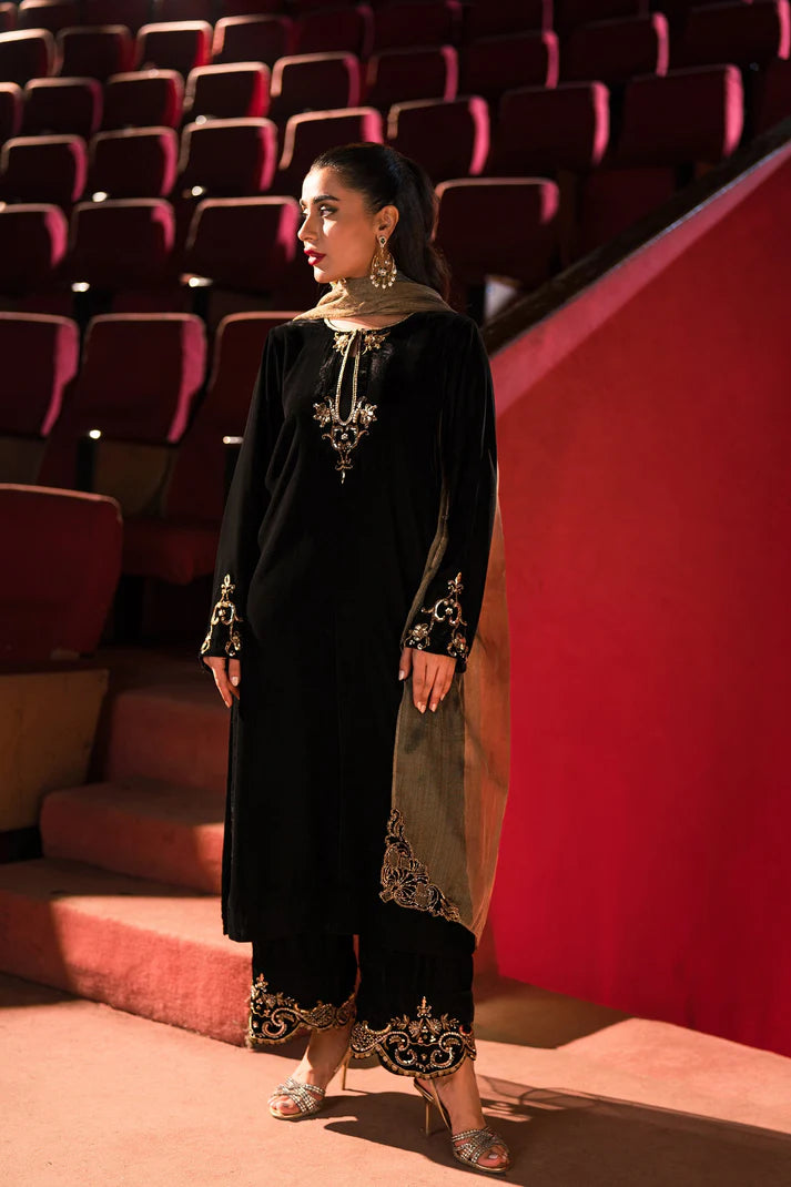 Ammara Khan | Rendezvous Velvet | Statement Noir Velvet Set (D-03)