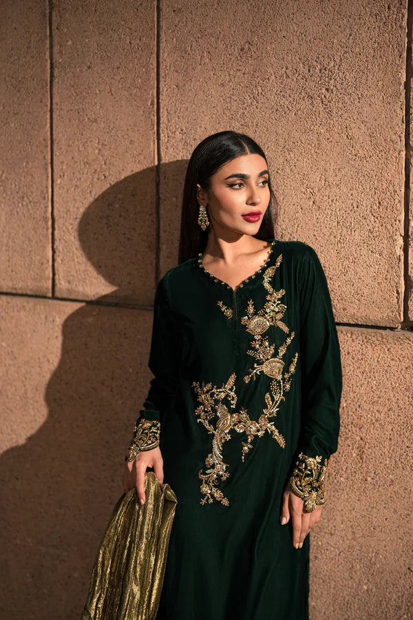 Ammara Khan | Rendezvous Velvet | Emerald Jewel of the East Velvet Set (D-04)