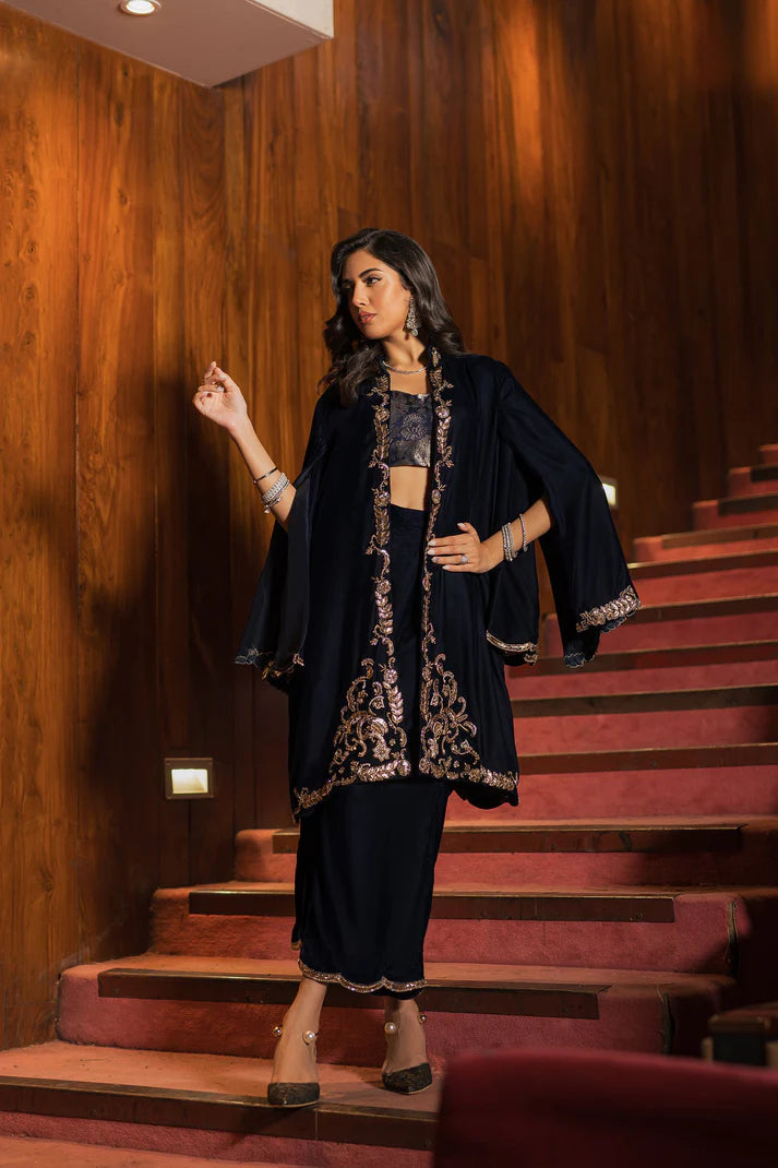 Ammara Khan | Rendezvous Velvet | Grand Navy Blue Velvet Set (D-07)