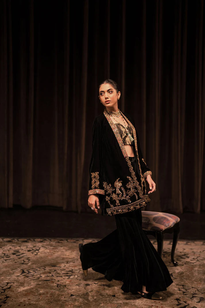 Ammara Khan | Rendezvous Velvet | Gilded Garden Statement Jacket set (D-08)