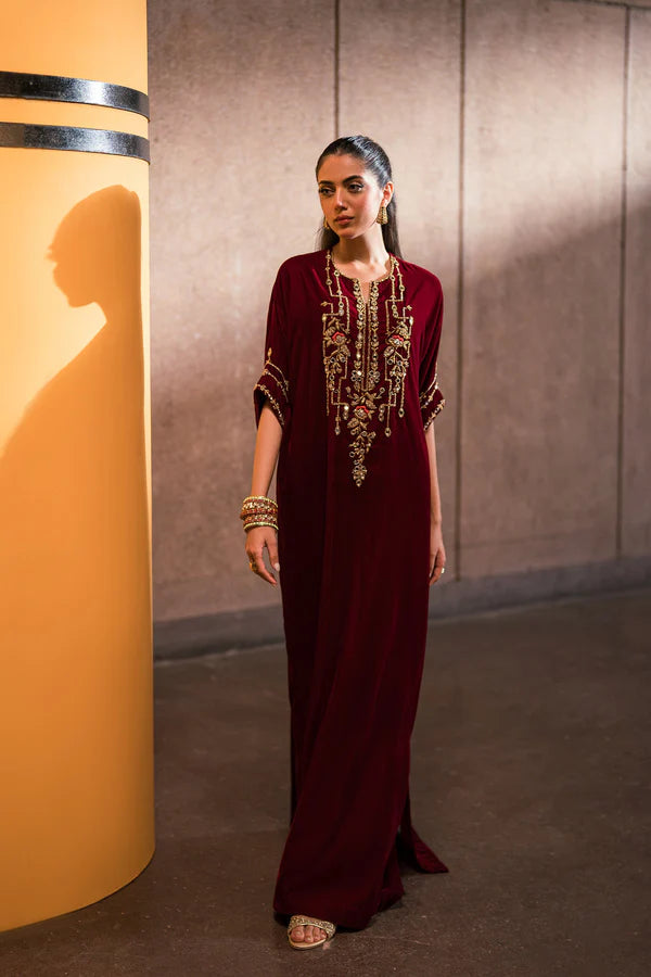 Ammara Khan | Rendezvous Velvet | Bold Scarlet Beauty Kaftan (D-11)