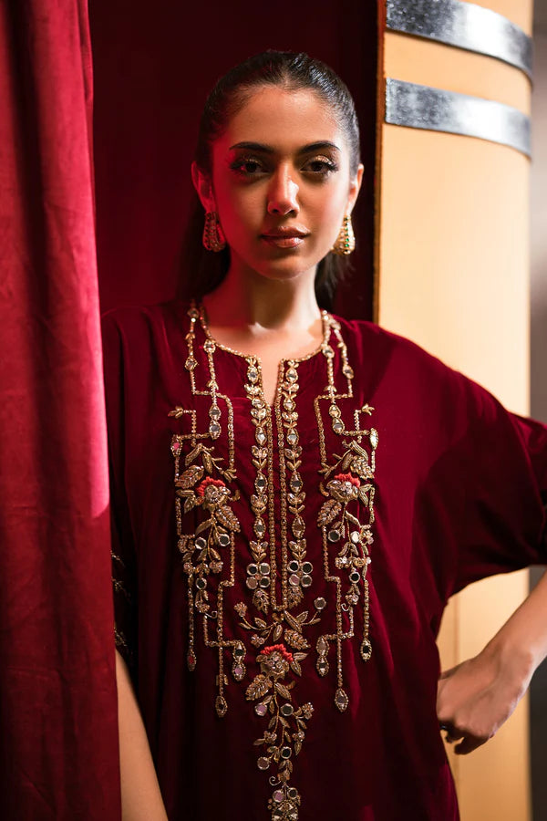 Ammara Khan | Rendezvous Velvet | Bold Scarlet Beauty Kaftan (D-11)