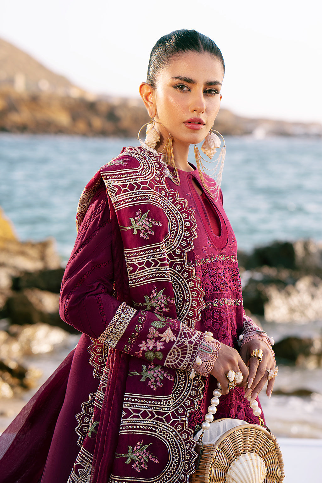 AJR Couture | Dastan Luxury Lawn 25 | Cherry Wine