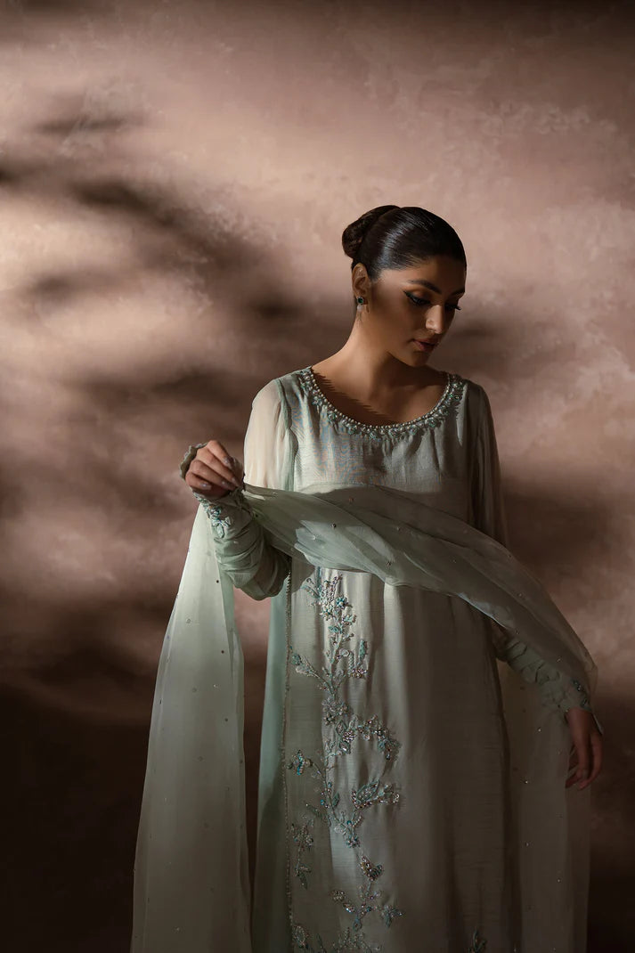 Ammara Khan | Symphony 24 | MINT ELEGANCE CRUSHED PANTS SET (D-08)