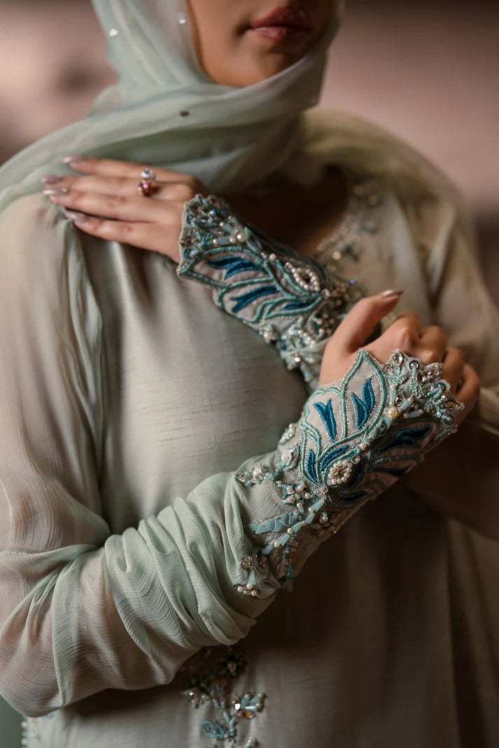Ammara Khan | Symphony 24 | MINT ELEGANCE CRUSHED PANTS SET (D-08)
