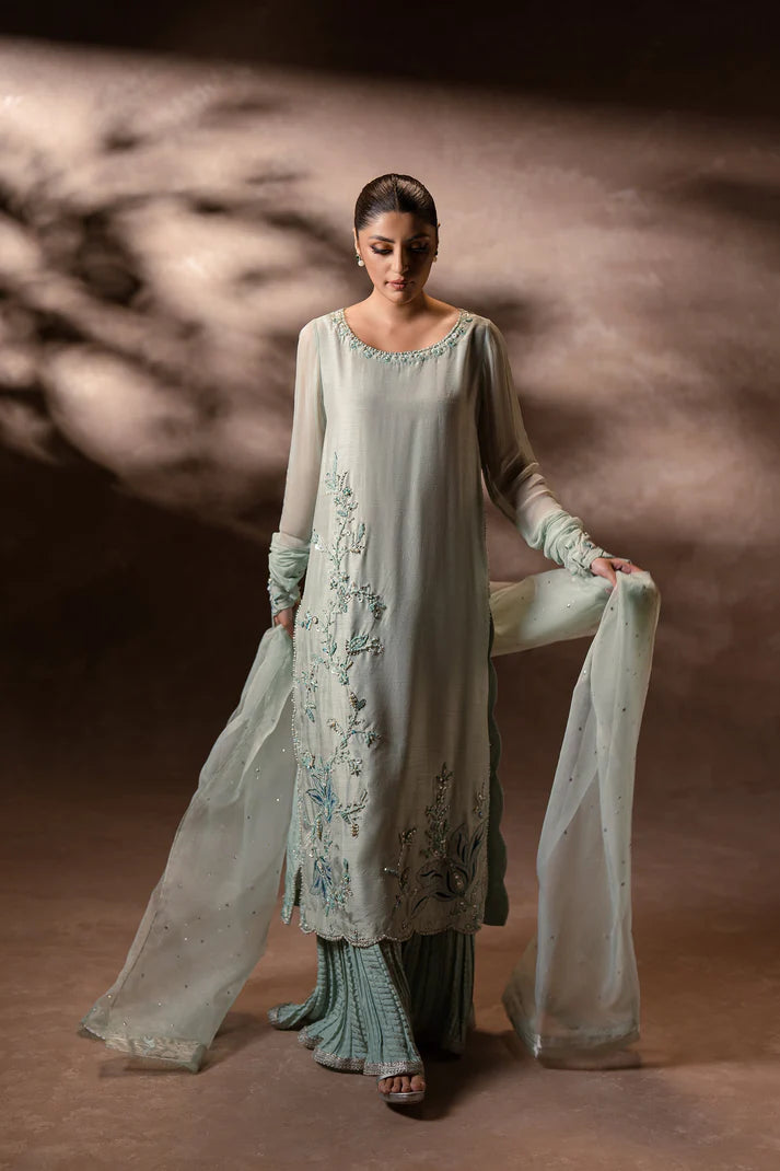 Ammara Khan | Symphony 24 | MINT ELEGANCE CRUSHED PANTS SET (D-08)