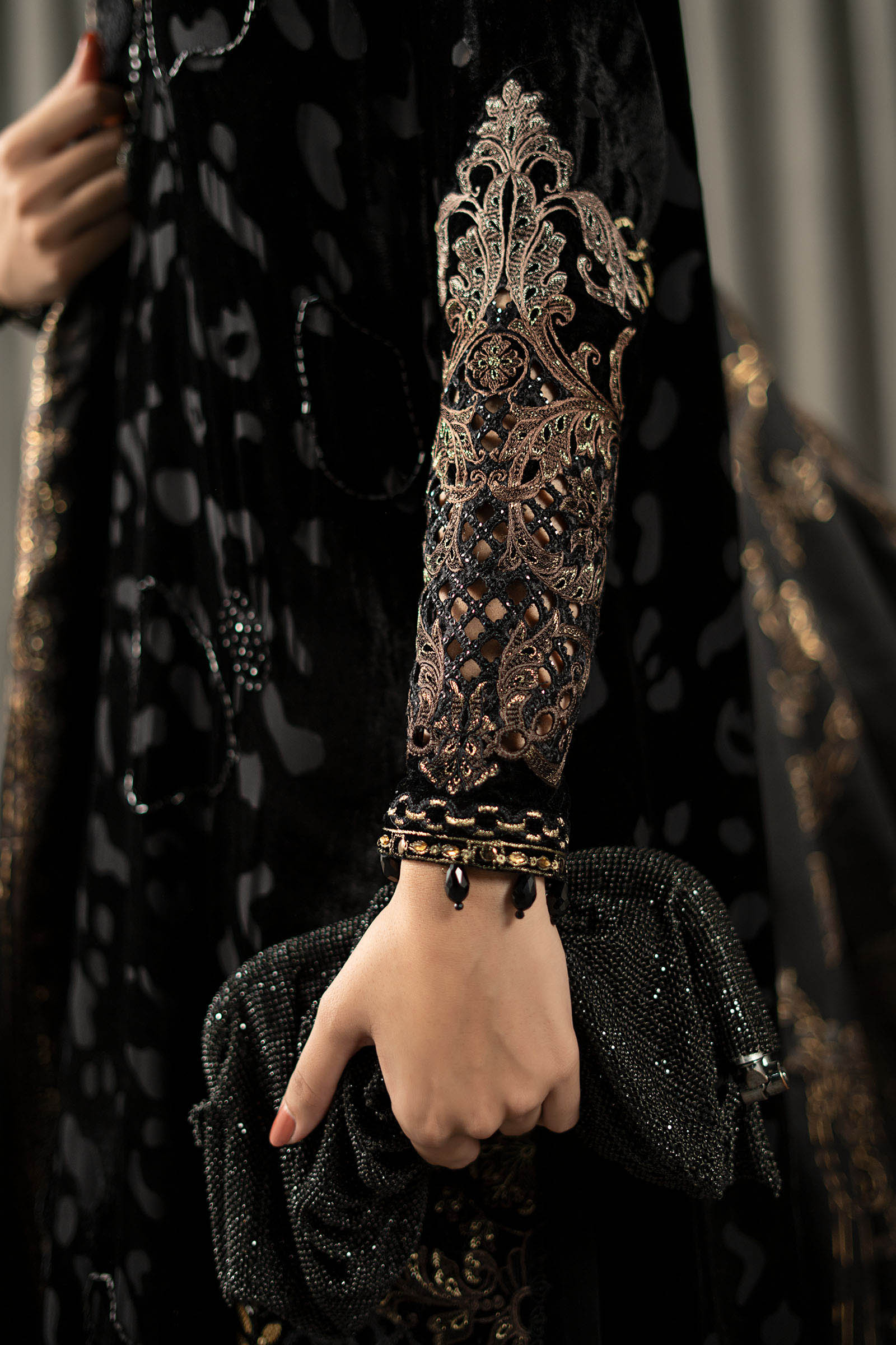 Maria B | Winter Luxe Pret 25 | WLS-1301-Black and Gold