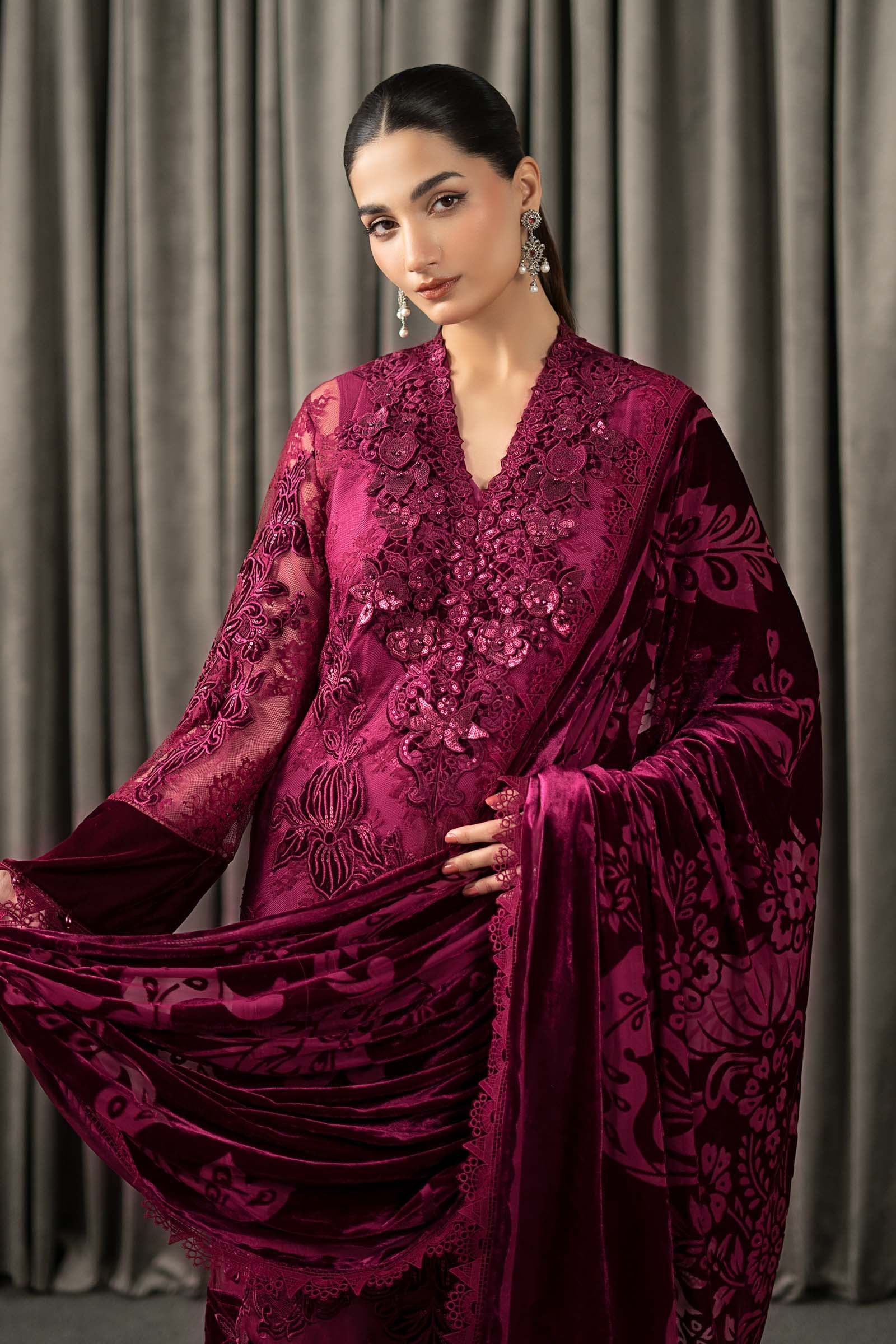 Maria B | Winter Luxe Pret 25 | WLS-1308-Maroon