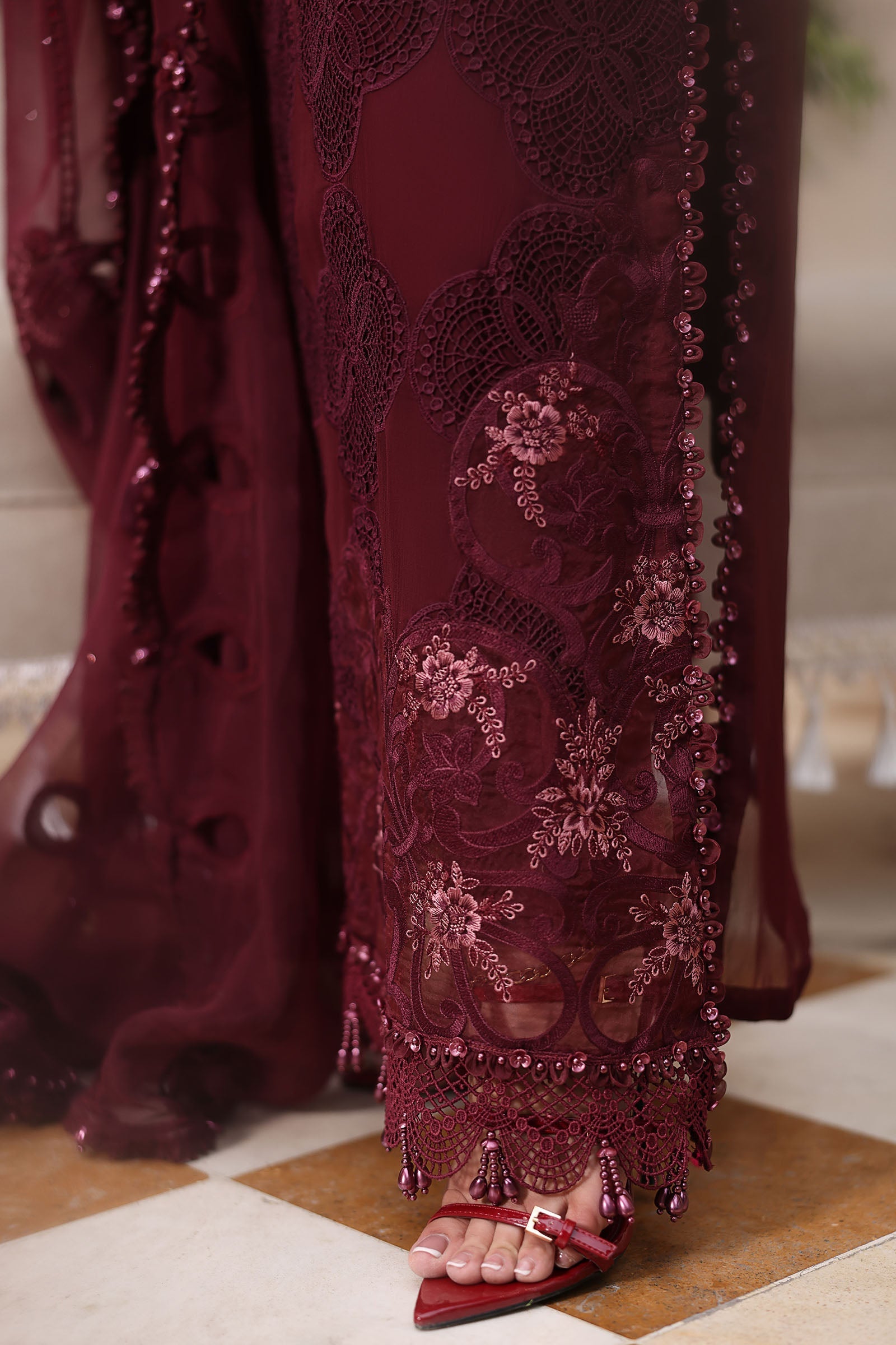Maria b | Chiffon Formals 26 | MPC-26-108-Burgundy