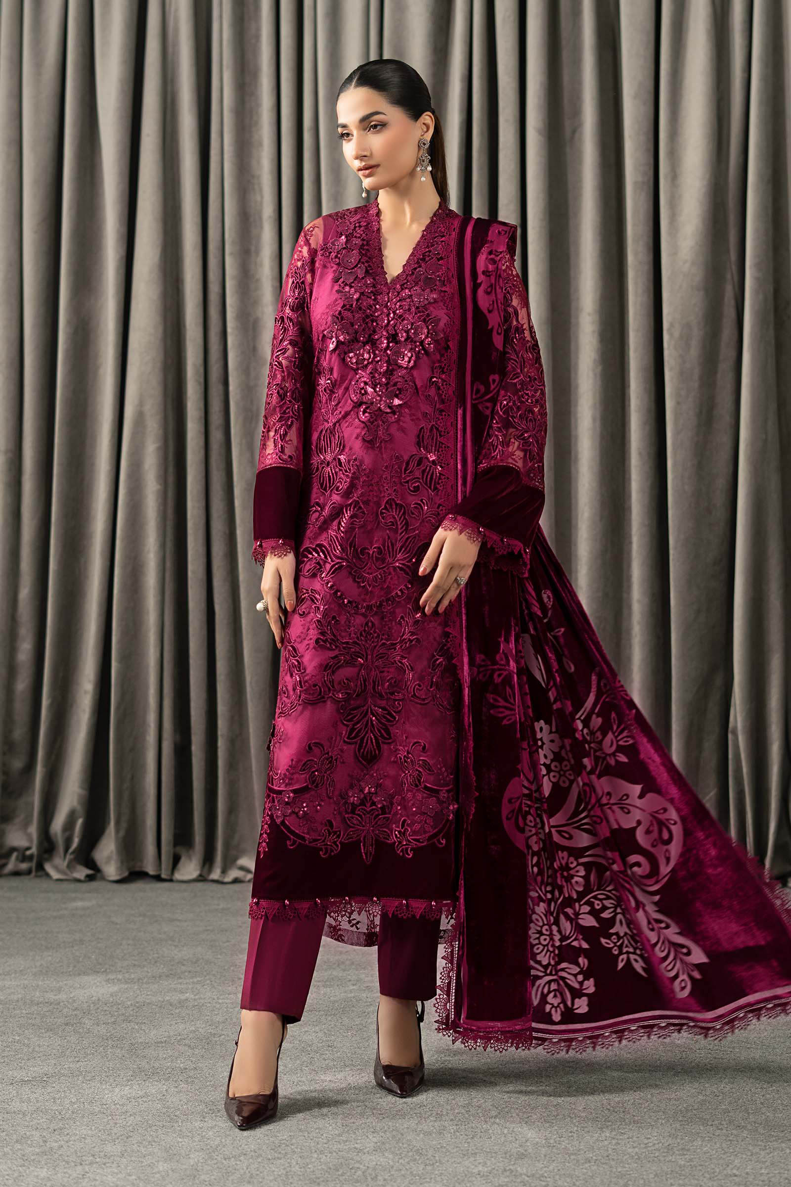 Maria B | Winter Luxe Pret 25 | WLS-1308-Maroon