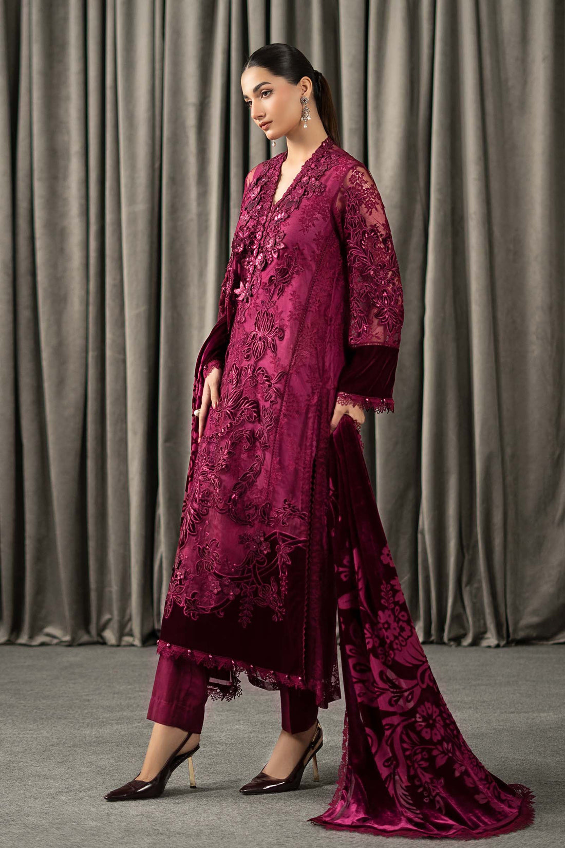 Maria B | Winter Luxe Pret 25 | WLS-1308-Maroon