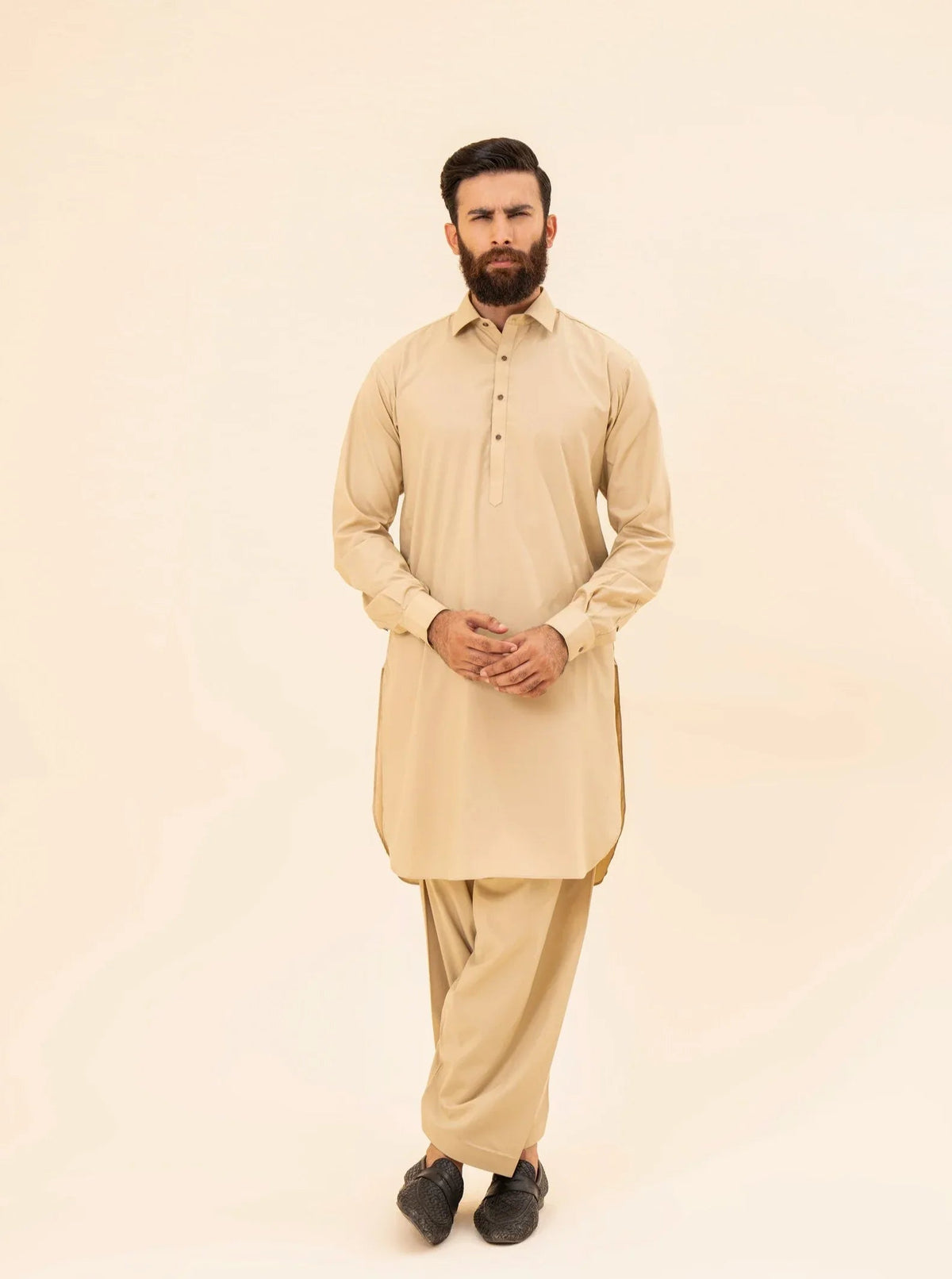 Ivory French Collar Kameez Shalwar - Men