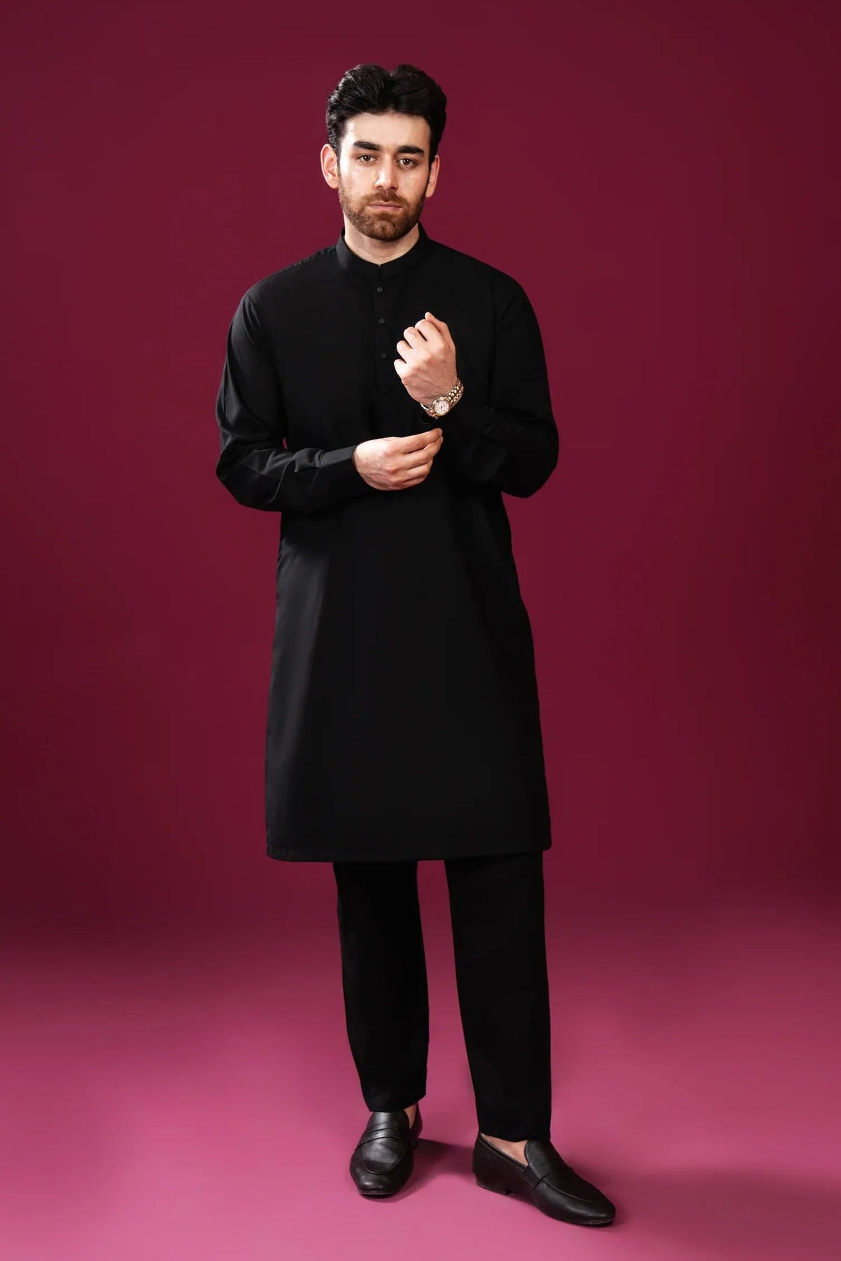 Crow Black Kurta Trouser/Shalwar - Men