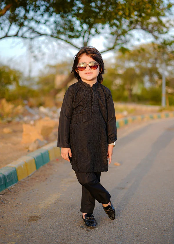 Jet Black chicken Kurta Trouser - KE 006 - KIDS CLUB