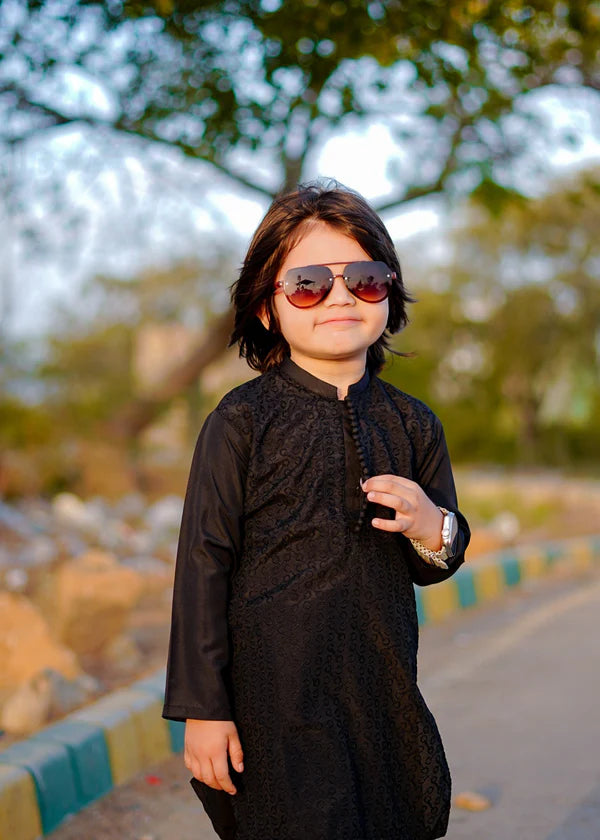 Jet Black chicken Kurta Trouser - KE 006 - KIDS CLUB