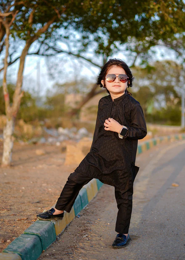 Jet Black chicken Kurta Trouser - KE 006 - KIDS CLUB