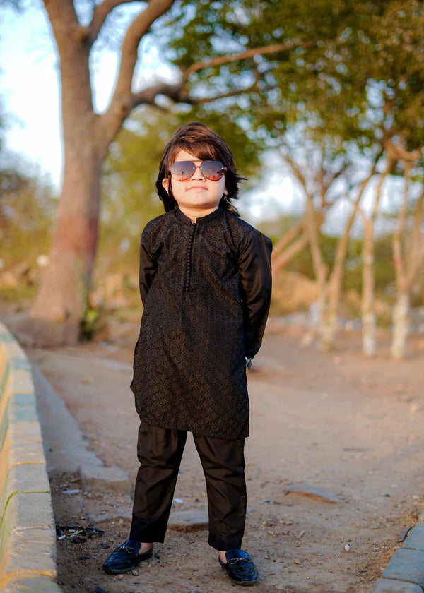 Jet Black chicken Kurta Trouser - KE 006 - KIDS CLUB