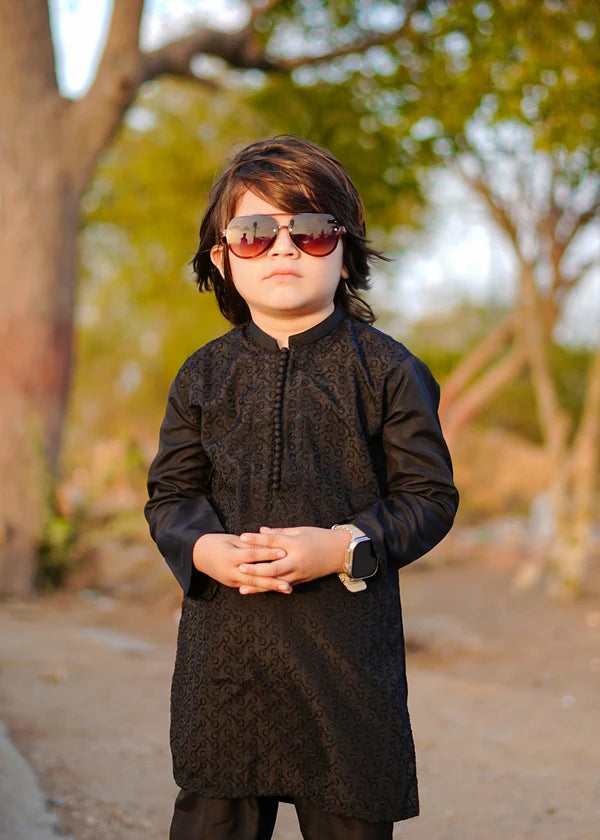 Jet Black chicken Kurta Trouser - KE 006 - KIDS CLUB