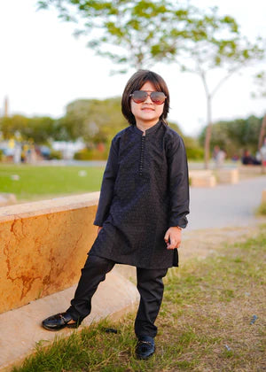 Dark Grey chicken Kurta Trouser - KE 003 - KIDS CLUB