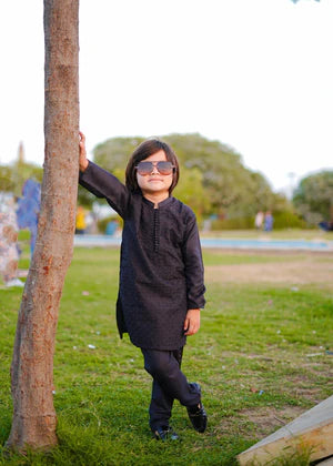 Dark Grey chicken Kurta Trouser - KE 003 - KIDS CLUB