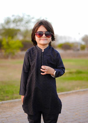 Dark Grey chicken Kurta Trouser - KE 003 - KIDS CLUB