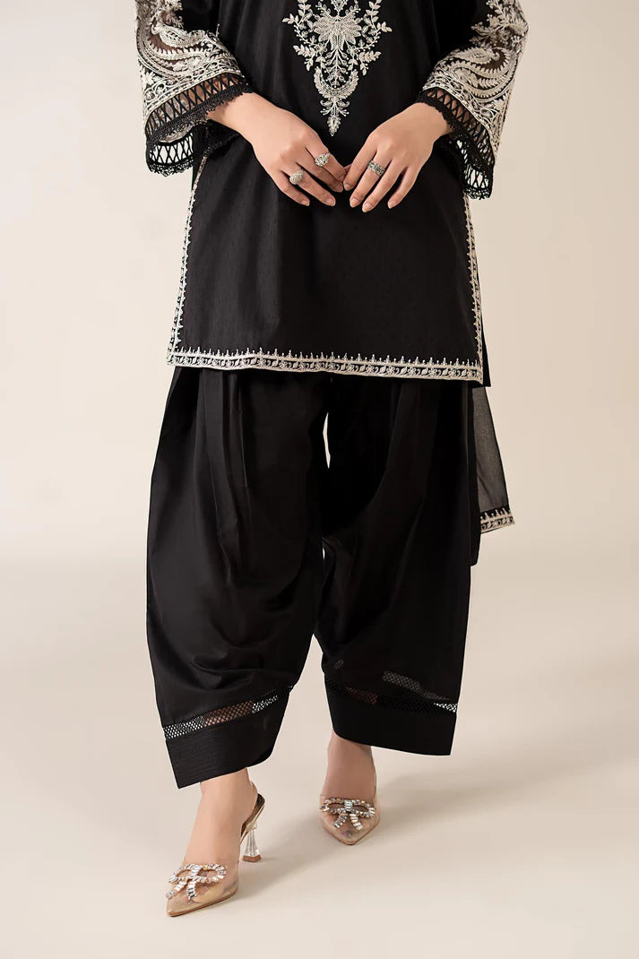 Maria B | Pre Fall Dresses | 3 Piece Embroidered Dobby Suit Black4