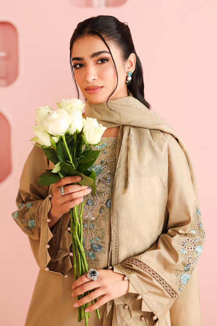 Maria B | Pre Fall Dresses | 3 Piece Embroidered Dobby Suit Coffee
