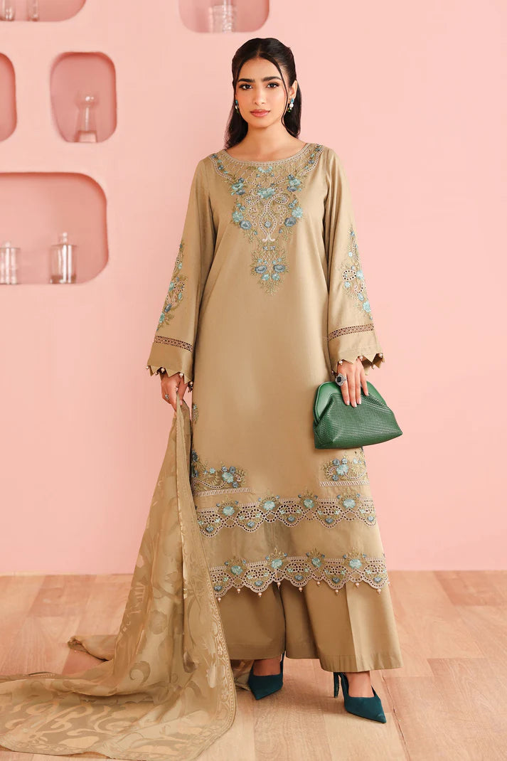 Maria B | Pre Fall Dresses | 3 Piece Embroidered Dobby Suit Coffee