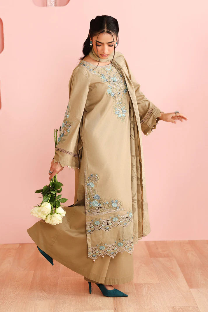 Maria B | Pre Fall Dresses | 3 Piece Embroidered Dobby Suit Coffee