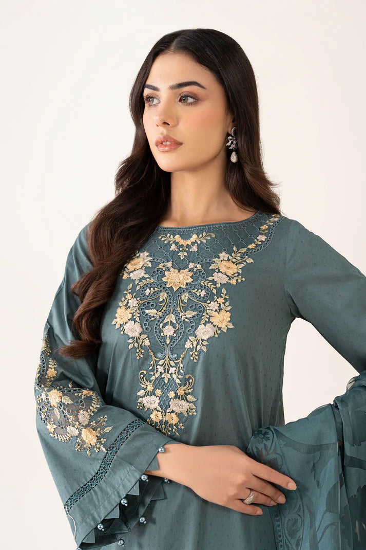 Maria B | Pre Fall Dresses | 3 Piece Embroidered Dobby Suit Teal