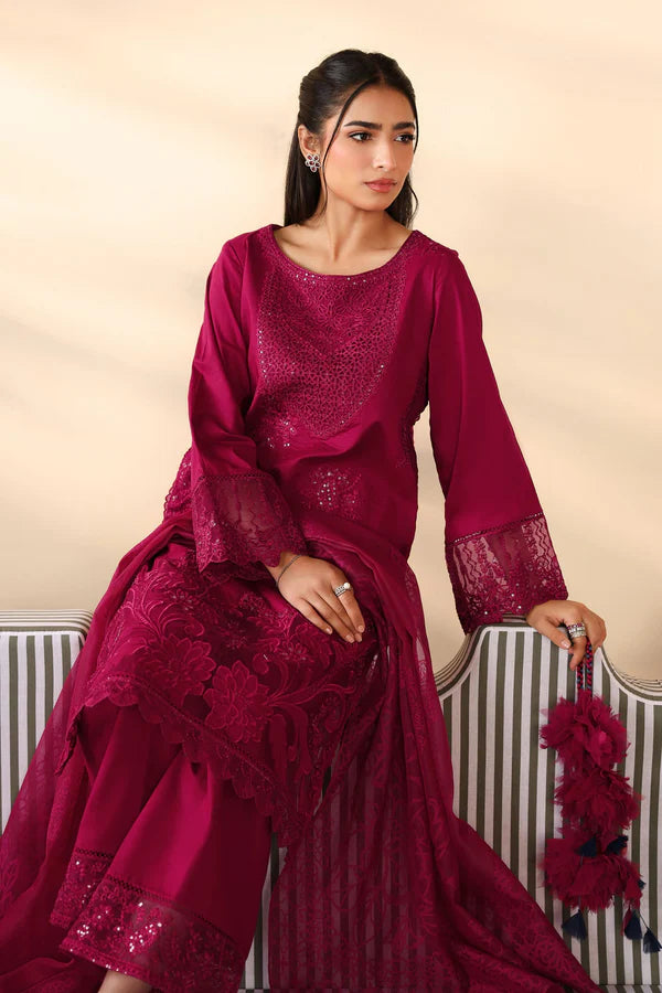 Maria B | Luxury Winter Pret 25 | DW-PF25-07-Maroon